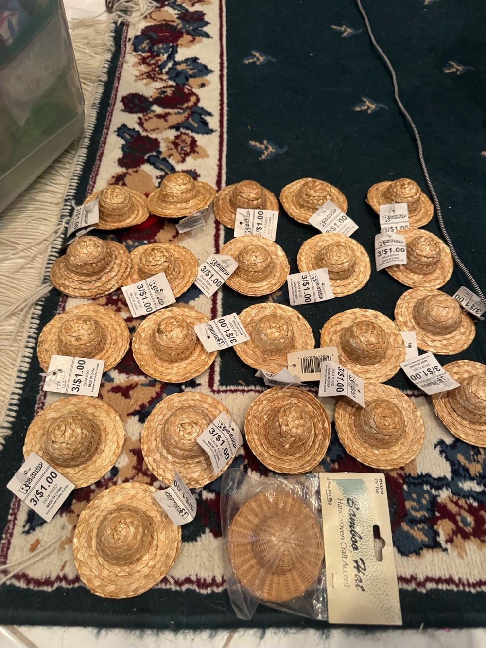 Straw Mini Hats Décor Accents in Natural Tan - Unbranded